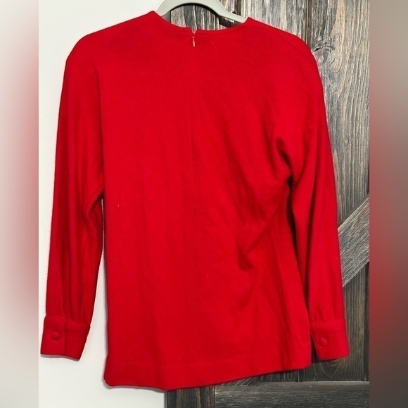 Michael Kors Red Long Sleeve Crew Neck Back Zip Blouse Size Small - Picture 3 of 4